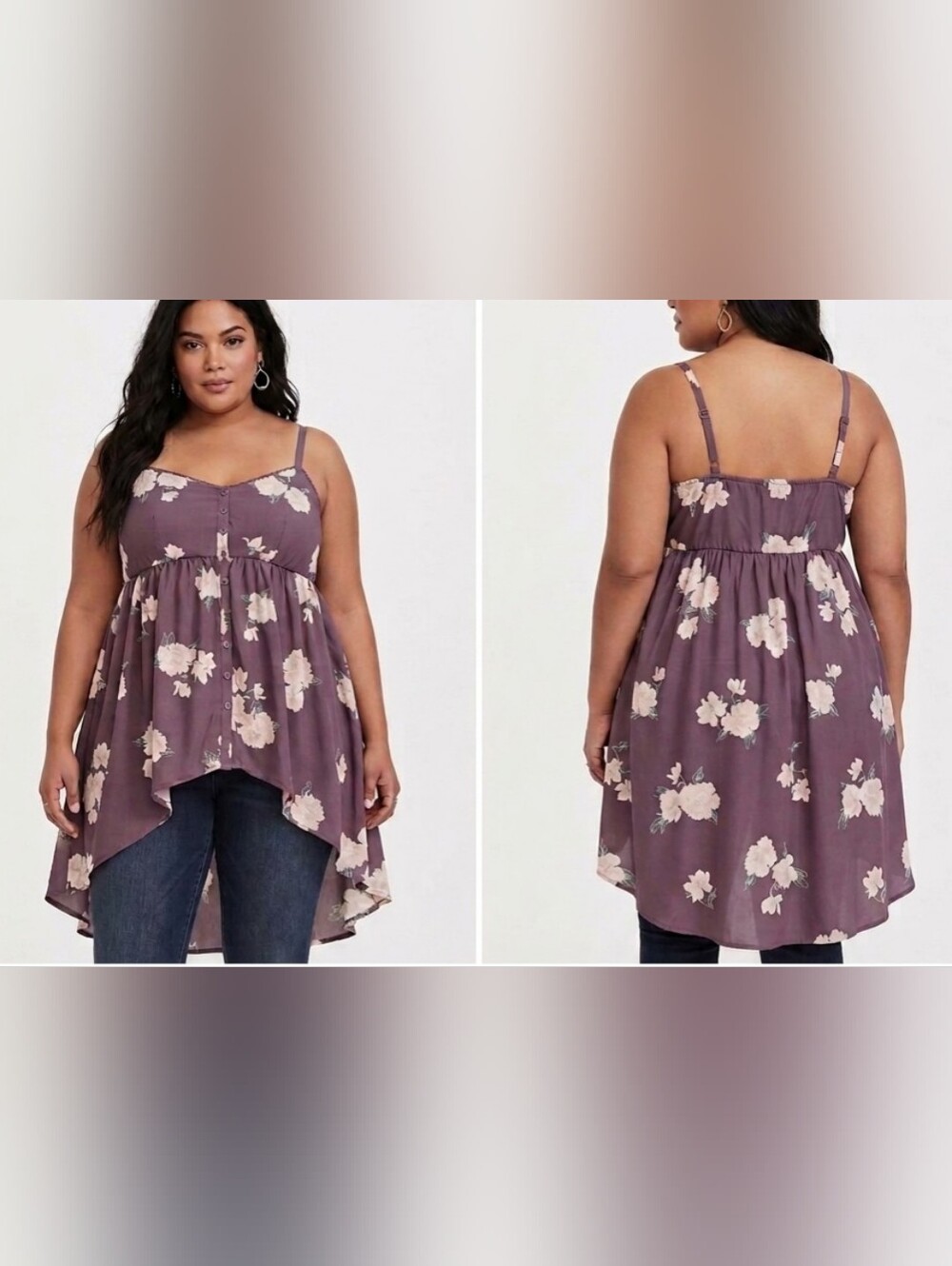 torrid Mauve Floral High-Low Spaghetti Strap Cami